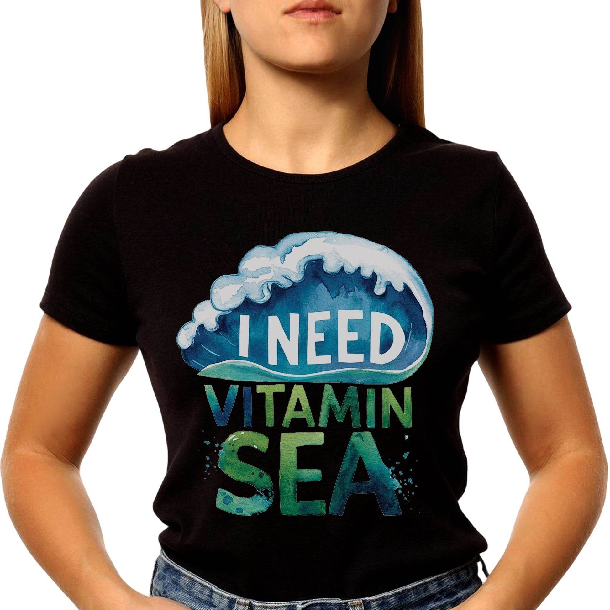 I Need Vitamin Sea - Unisex Round Neck Regular Fit 100% Combed Cotton Half Sleeve T-Shirt - Mojilo Mart