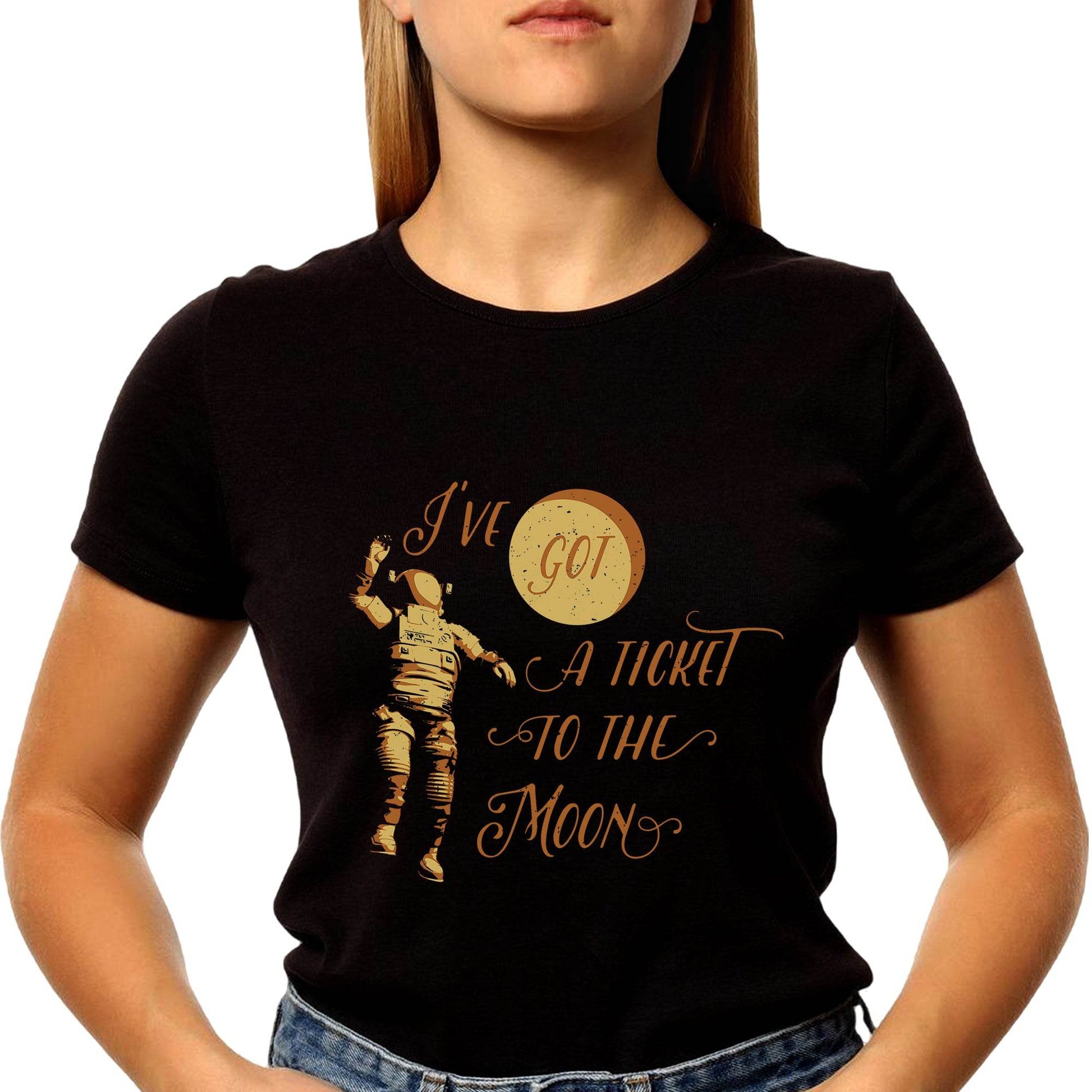 I'VE GOT A TICKET TO THE MOON - Unisex Round Neck Regular Fit 100% Combed Cotton Half Sleeve T-Shirt - Mojilo Mart