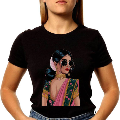 Indian Girl fashion - Unisex Round Neck Regular Fit 100% Combed Cotton Half Sleeve T-Shirt - Mojilo Mart