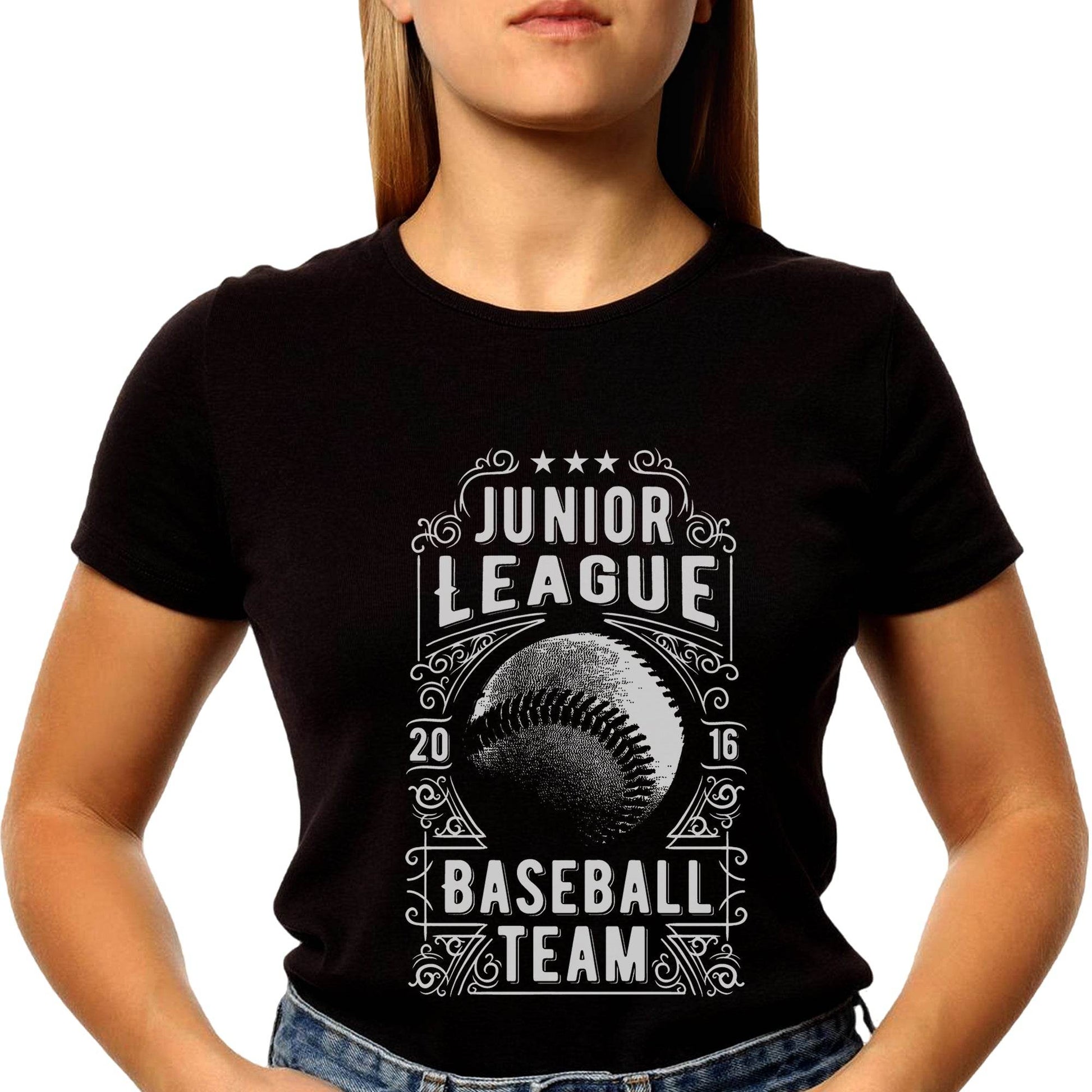 JUNIOR LEAGUE 2016 BASEBALL TEAM - Unisex Round Neck Regular Fit 100% Combed Cotton Half Sleeve T-Shirt - Mojilo Mart