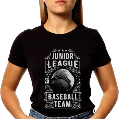 JUNIOR LEAGUE 2016 BASEBALL TEAM - Unisex Round Neck Regular Fit 100% Combed Cotton Half Sleeve T-Shirt - Mojilo Mart