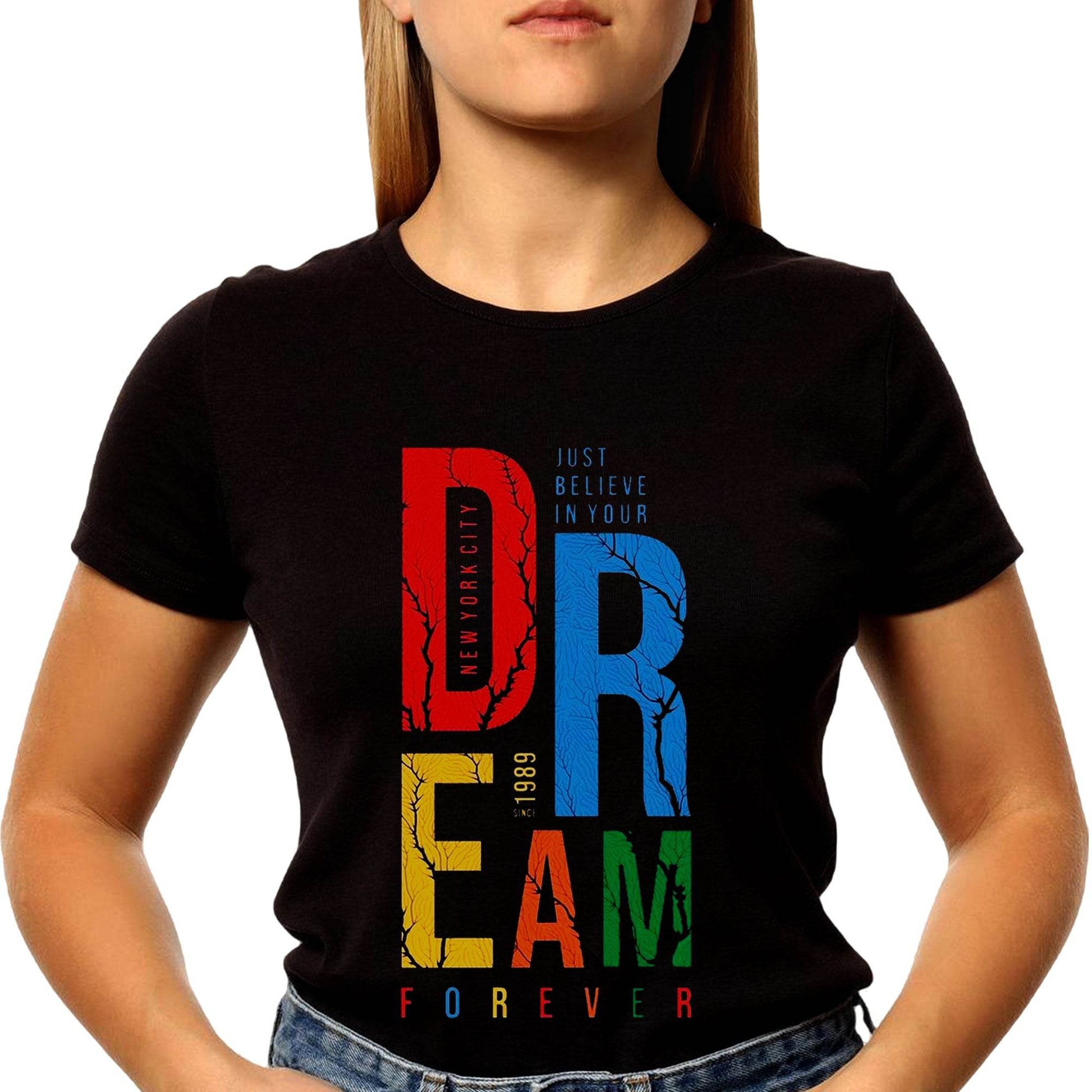 JUST BELIVE IN YOUR DR EAM 1989 FOREVER - Unisex Round Neck Regular Fit 100% Combed Cotton Half Sleeve T-Shirt - Mojilo Mart