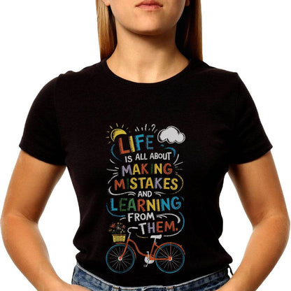 LIFE IS ALL ABOUT MAKING MISTAKES AND LEARNING FROM THEM - Unisex Round Neck Regular Fit 100% Combed Cotton Half Sleeve T-Shirt - Mojilo Mart