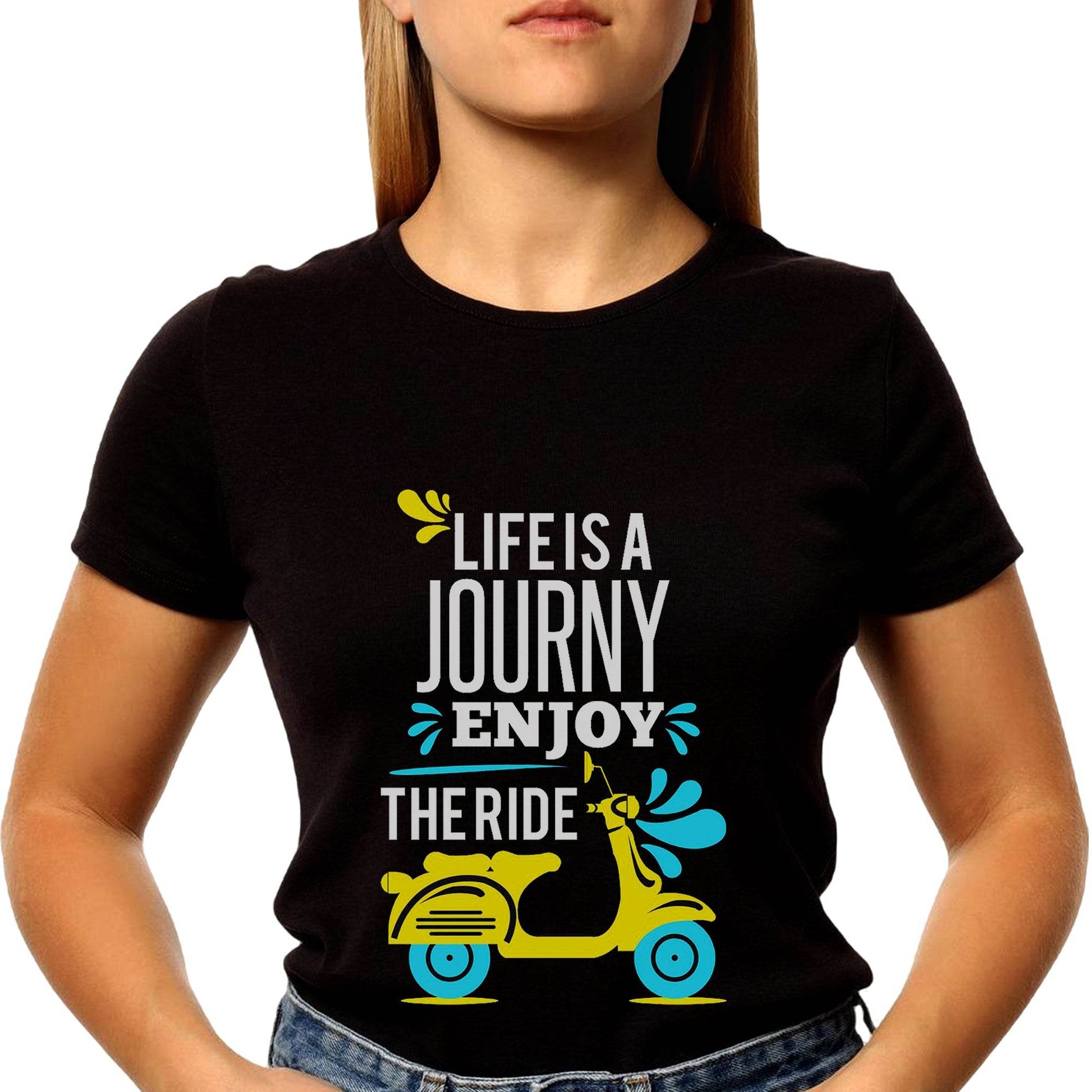 LIFE IS A JOURNY ENJOY THE RIDE - Unisex Round Neck Regular Fit 100% Combed Cotton Half Sleeve T-Shirt - Mojilo Mart