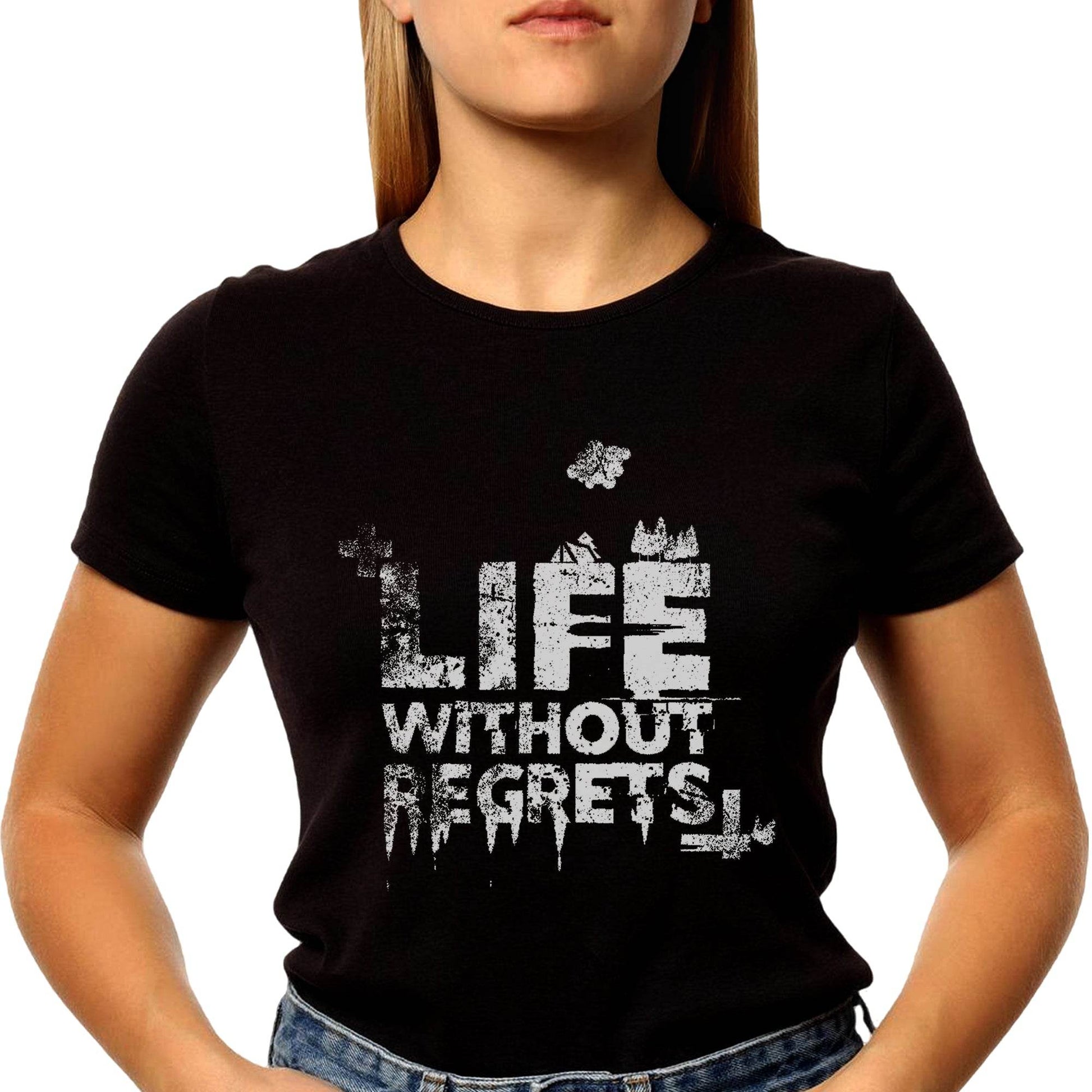 LIFE WITHOUT REGRETS - Unisex Round Neck Regular Fit 100% Combed Cotton Half Sleeve T-Shirt - Mojilo Mart