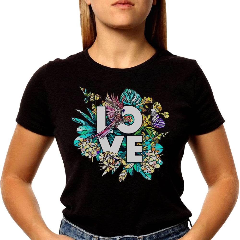 LOVE FLORAL - Unisex Round Neck Regular Fit 100% Combed Cotton Half Sleeve T-Shirt - Mojilo Mart