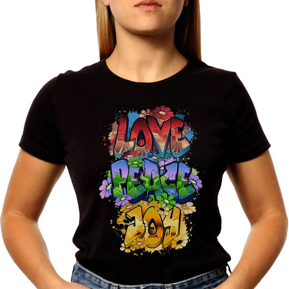 LOVE PEACE JOY - Unisex Round Neck Regular Fit 100% Combed Cotton Half Sleeve T-Shirt - Mojilo Mart
