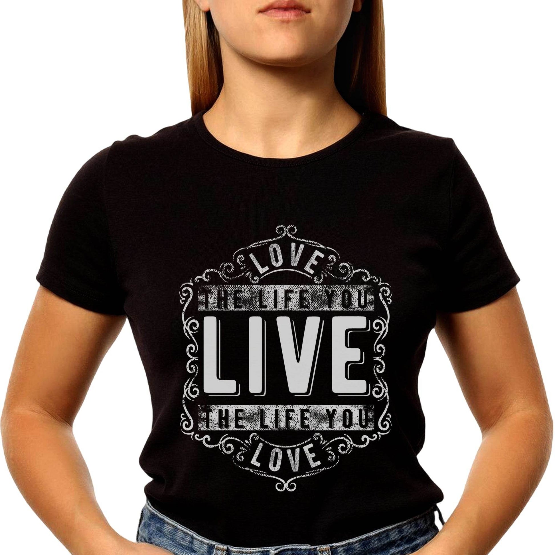 LOVE THE LIFE YOU LIVE THE LIFE YOU GLOVES - Unisex Round Neck Regular Fit 100% Combed Cotton Half Sleeve T-Shirt - Mojilo Mart