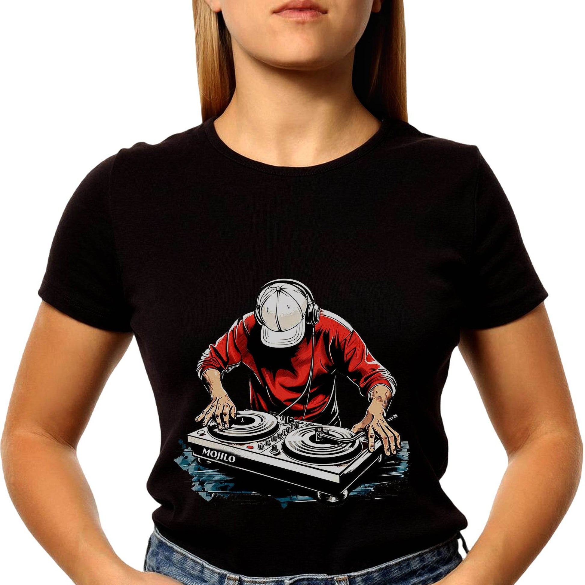 Funny Dj Music Lover Retro Vintage Music Dj - Unisex Round Neck Regular Fit 100% Combed Cotton Half Sleeve T-Shirt - Mojilo Mart