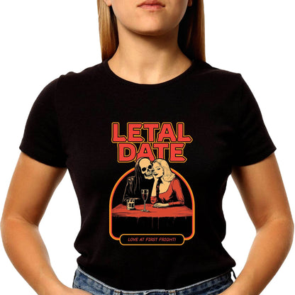 Letal Date Love At First Frighti - Unisex Round Neck Regular Fit 100% Combed Cotton Half Sleeve T-Shirt - Mojilo Mart