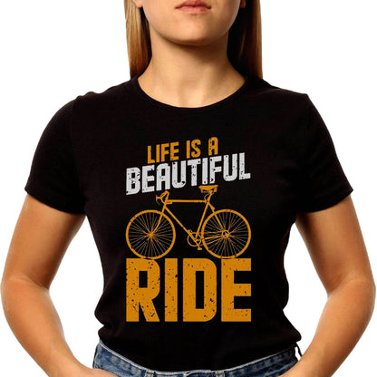 Life Is A Beautiful Ride - Unisex Round Neck Regular Fit 100% Combed Cotton Half Sleeve T-Shirt - Mojilo Mart