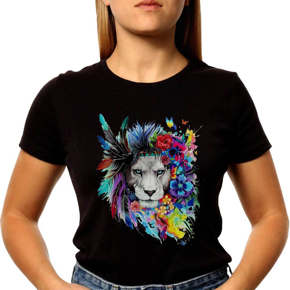 Lion Inspirational Nature Power Tshirt - Unisex Round Neck Regular Fit 100% Combed Cotton Half Sleeve T-Shirt - Mojilo Mart