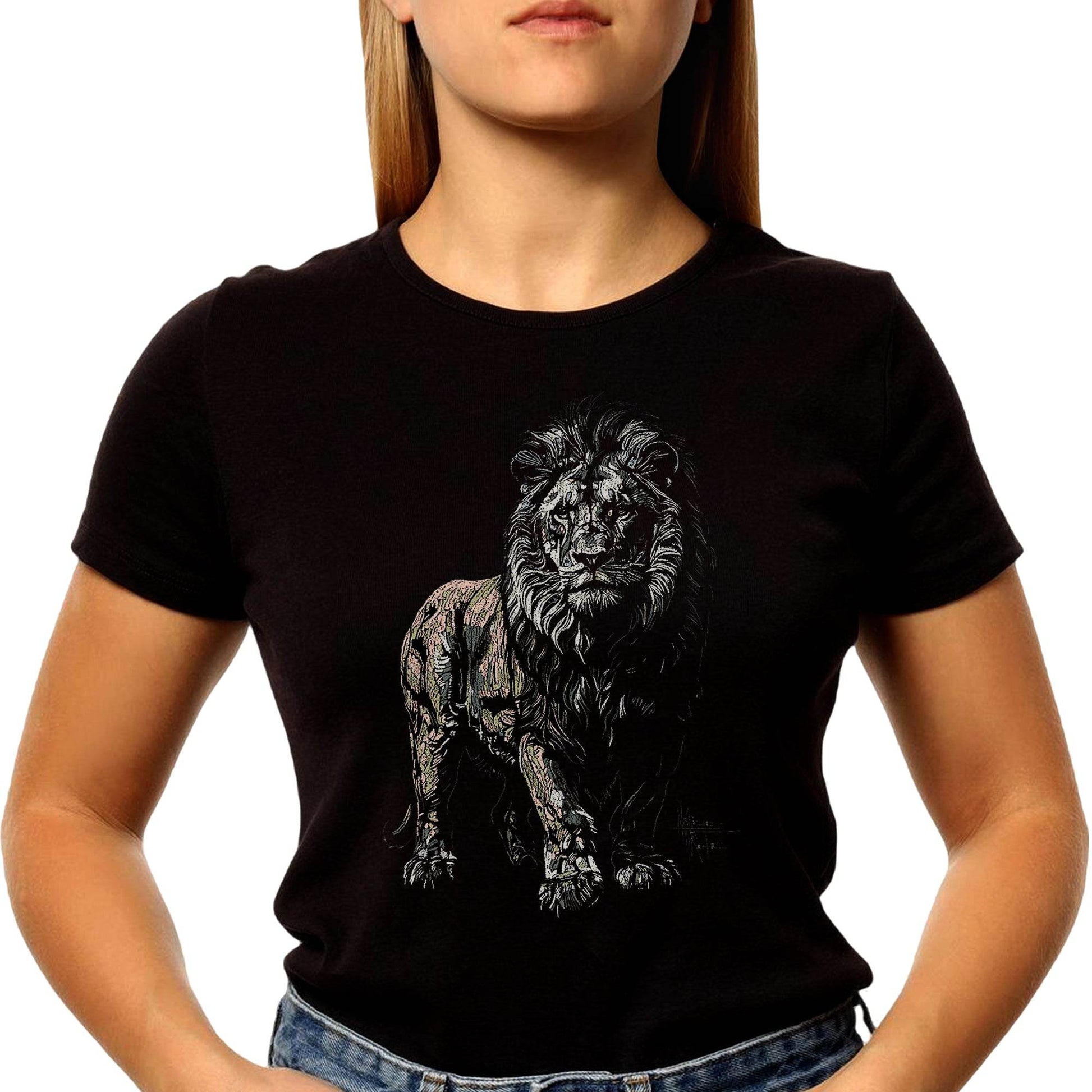 Lion's Face, Dark Tee - Unisex Round Neck Regular Fit 100% Combed Cotton Half Sleeve T-Shirt - Mojilo Mart