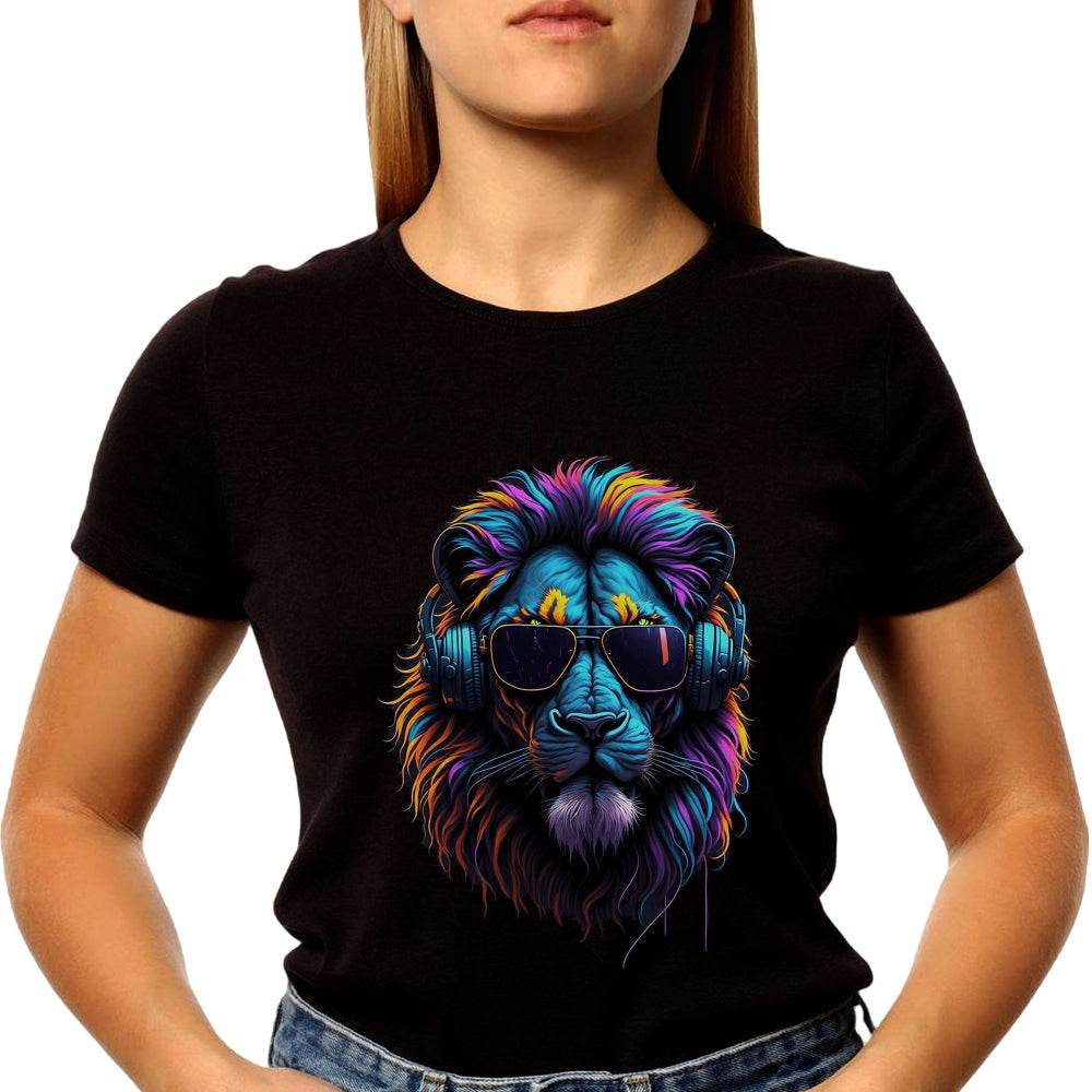 Lion wearing Sunglasses - Unisex Round Neck Regular Fit 100% Combed Cotton Half Sleeve T-Shirt - Mojilo Mart
