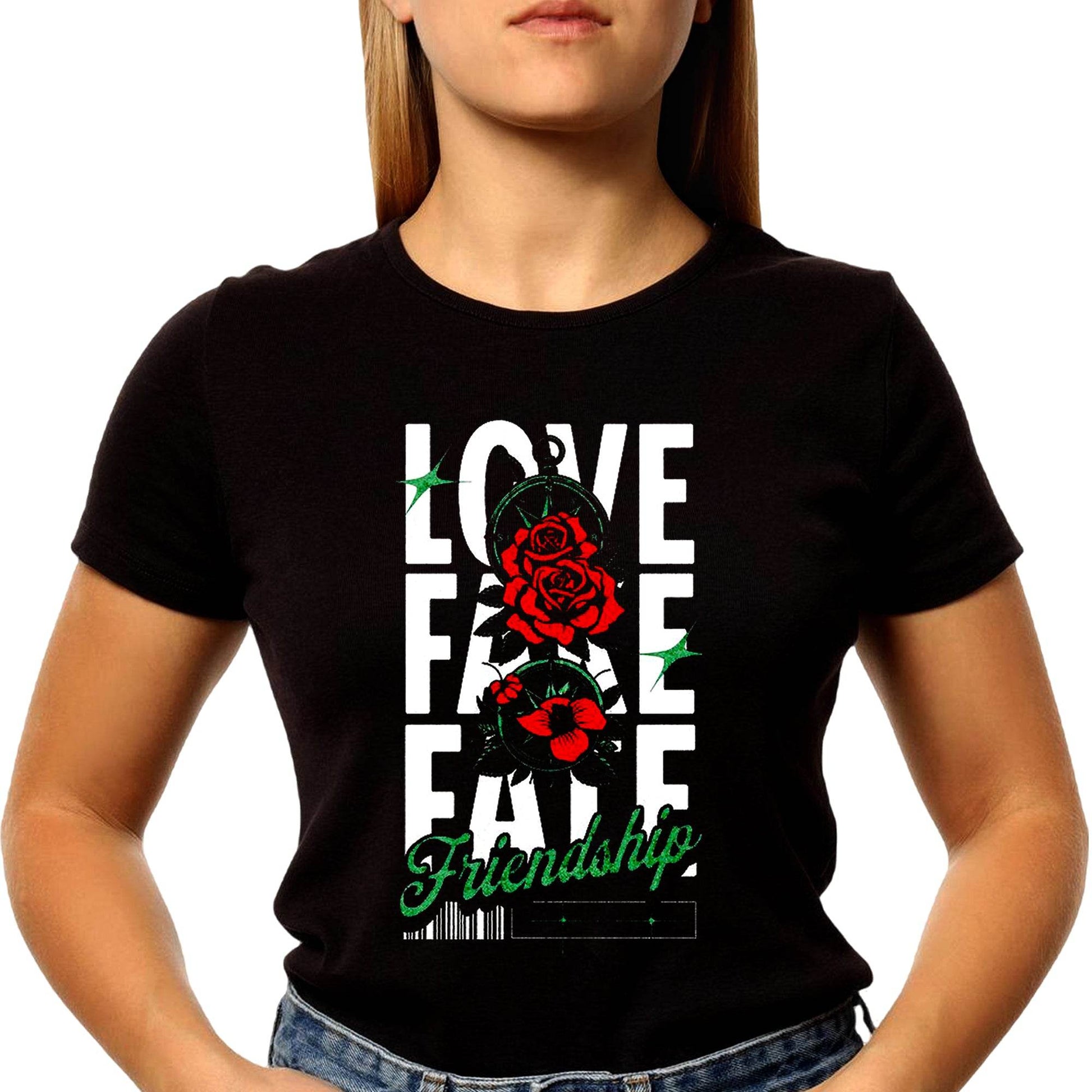 Love Fake Fate Friendship - Unisex Round Neck Regular Fit 100% Combed Cotton Half Sleeve T-Shirt - Mojilo Mart
