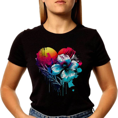 Love Heart Watercolor 90s Trend - Unisex Round Neck Regular Fit 100% Combed Cotton Half Sleeve T-Shirt - Mojilo Mart