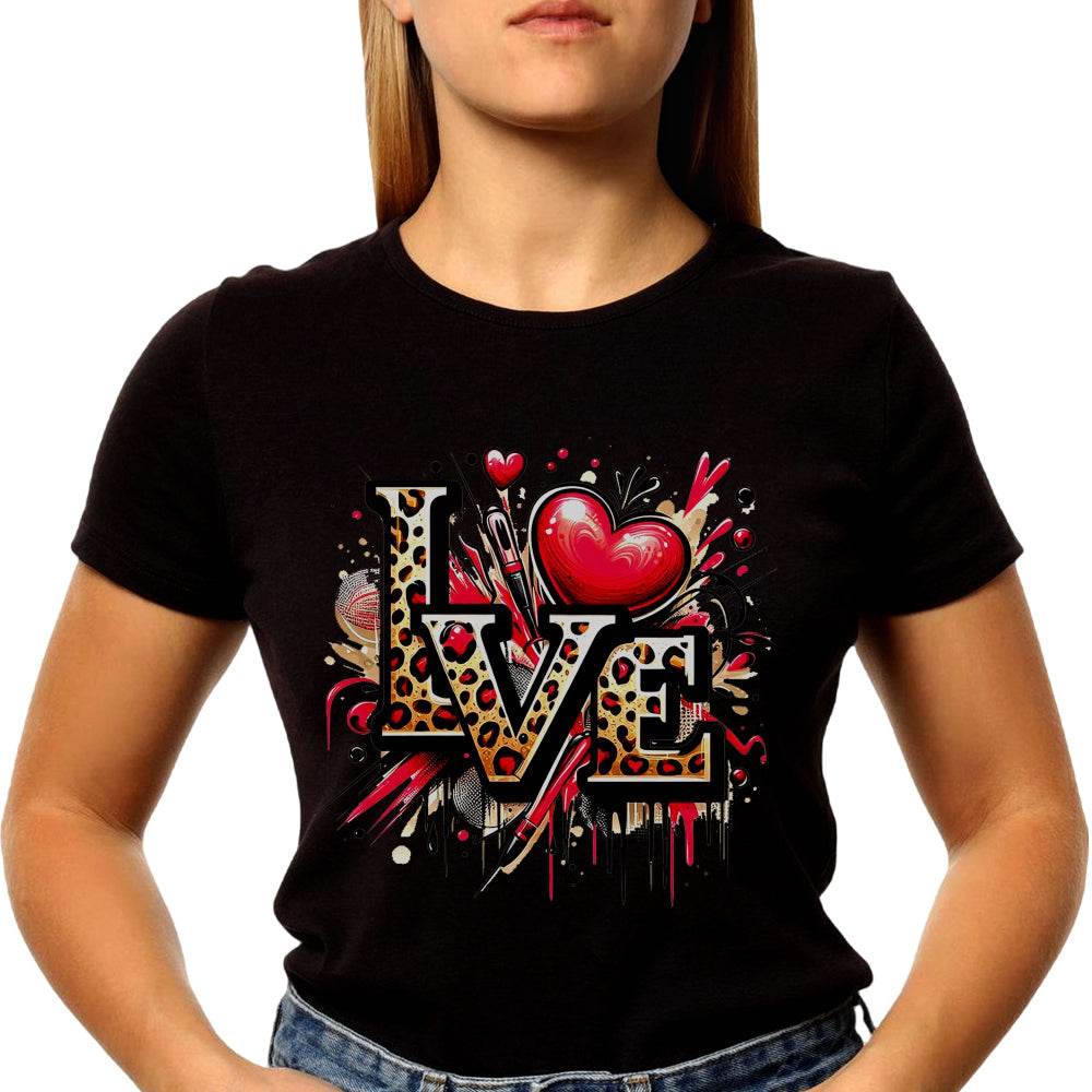 Love Leopard DESIGNE - Unisex Round Neck Regular Fit 100% Combed Cotton Half Sleeve T-Shirt - Mojilo Mart