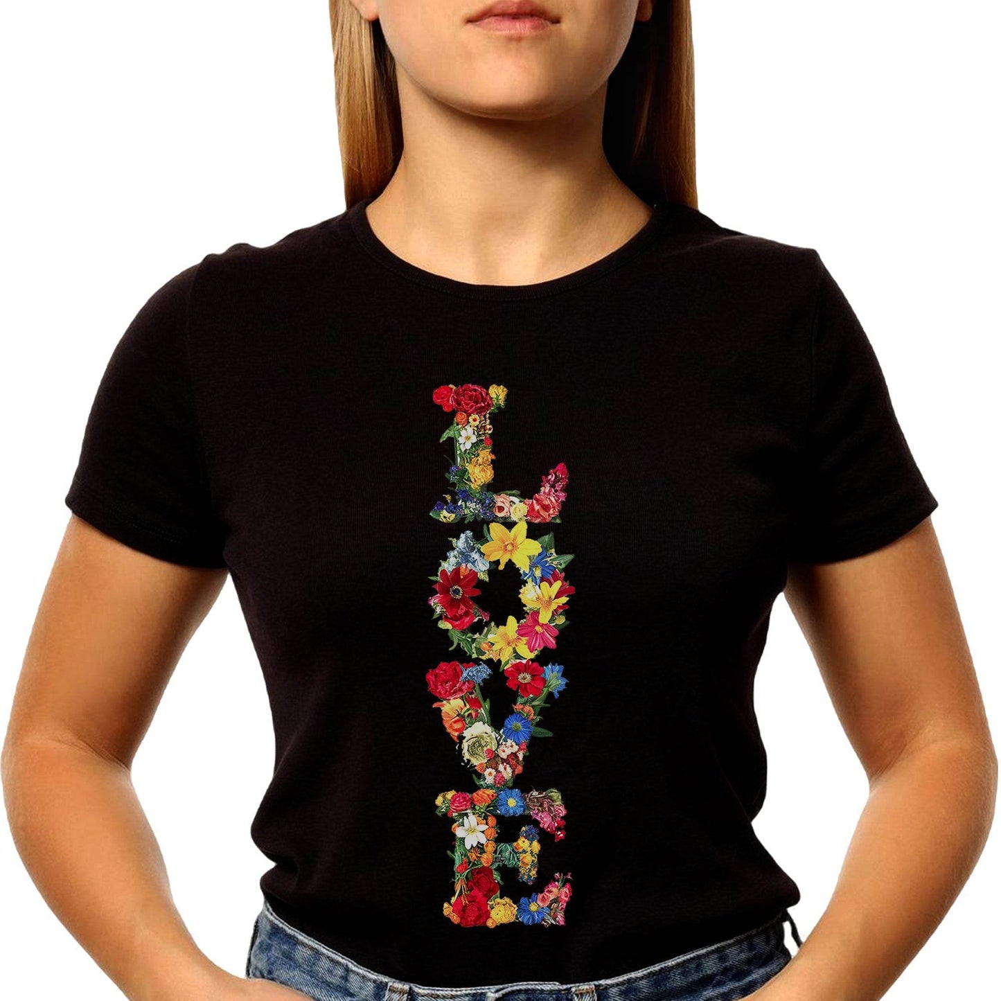 Love in flowers - Unisex Round Neck Regular Fit 100% Combed Cotton Half Sleeve T-Shirt - Mojilo Mart