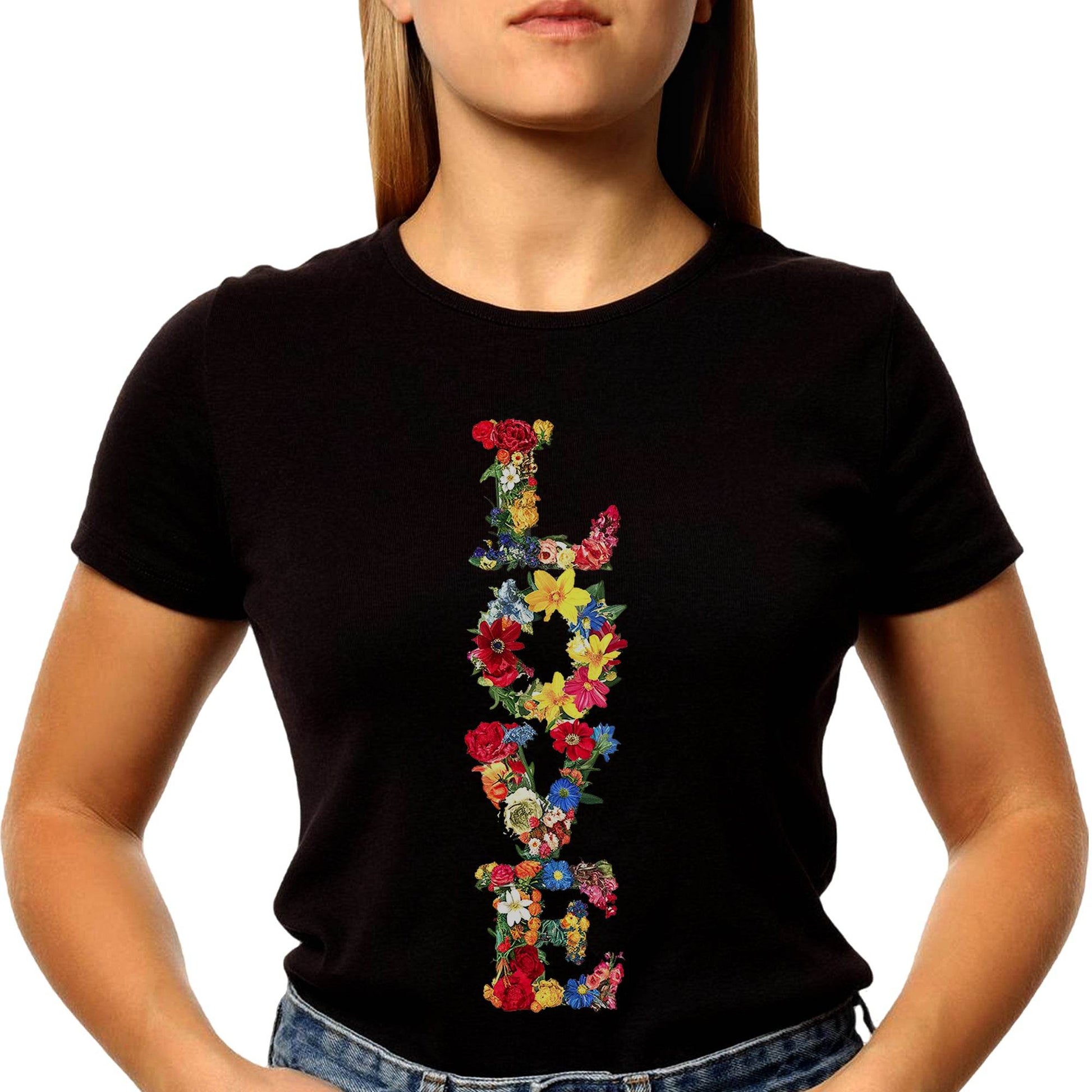Love in flowers - Unisex Round Neck Regular Fit 100% Combed Cotton Half Sleeve T-Shirt - Mojilo Mart