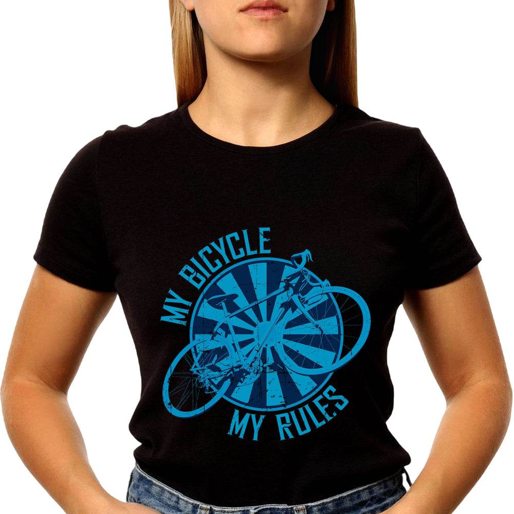 MY BICYCLE MY RULES - Unisex Round Neck Regular Fit 100% Combed Cotton Half Sleeve T-Shirt - Mojilo Mart