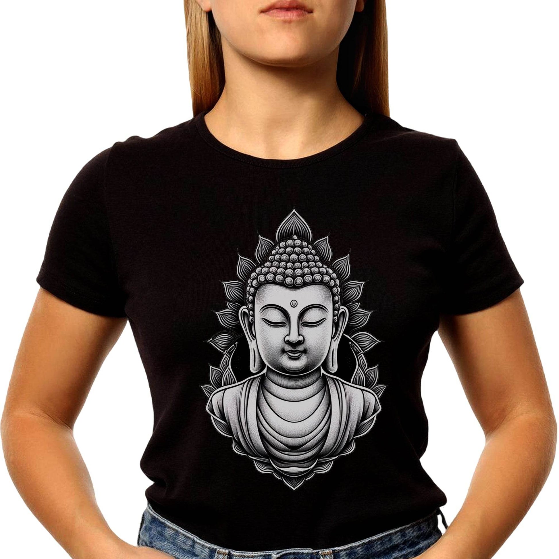 Meditating Buddha - Unisex Round Neck Regular Fit 100% Combed Cotton Half Sleeve T-Shirt - Mojilo Mart