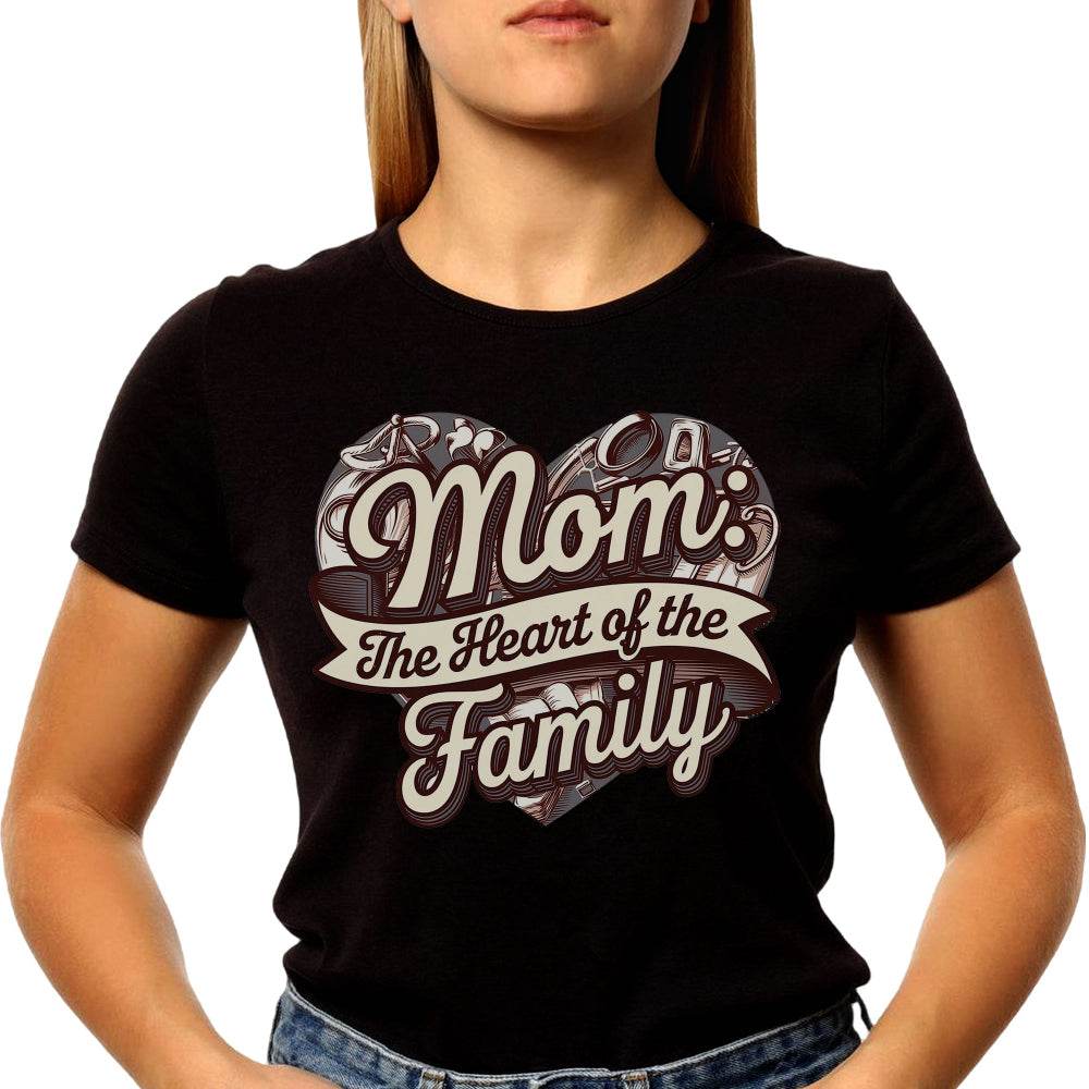 Mom The Heart Of The Family - Unisex Round Neck Regular Fit 100% Combed Cotton Half Sleeve T-Shirt - Mojilo Mart