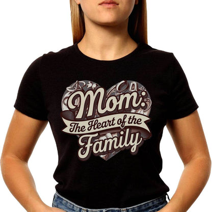 Mom The Heart Of The Family - Unisex Round Neck Regular Fit 100% Combed Cotton Half Sleeve T-Shirt - Mojilo Mart