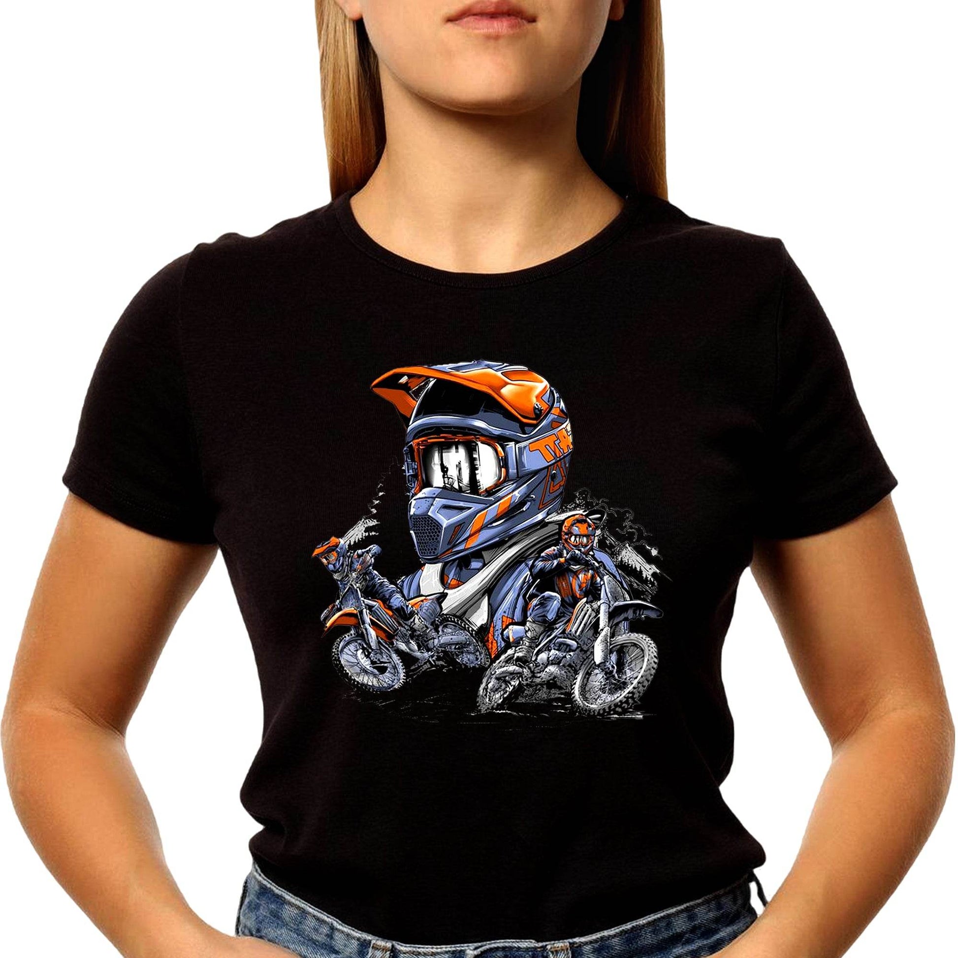 Motorcycle Printed Shirt Mountain Bike Outdoor Riding Graphic - Unisex Round Neck Regular Fit 100% Combed Cotton Half Sleeve T-Shirt - Mojilo Mart