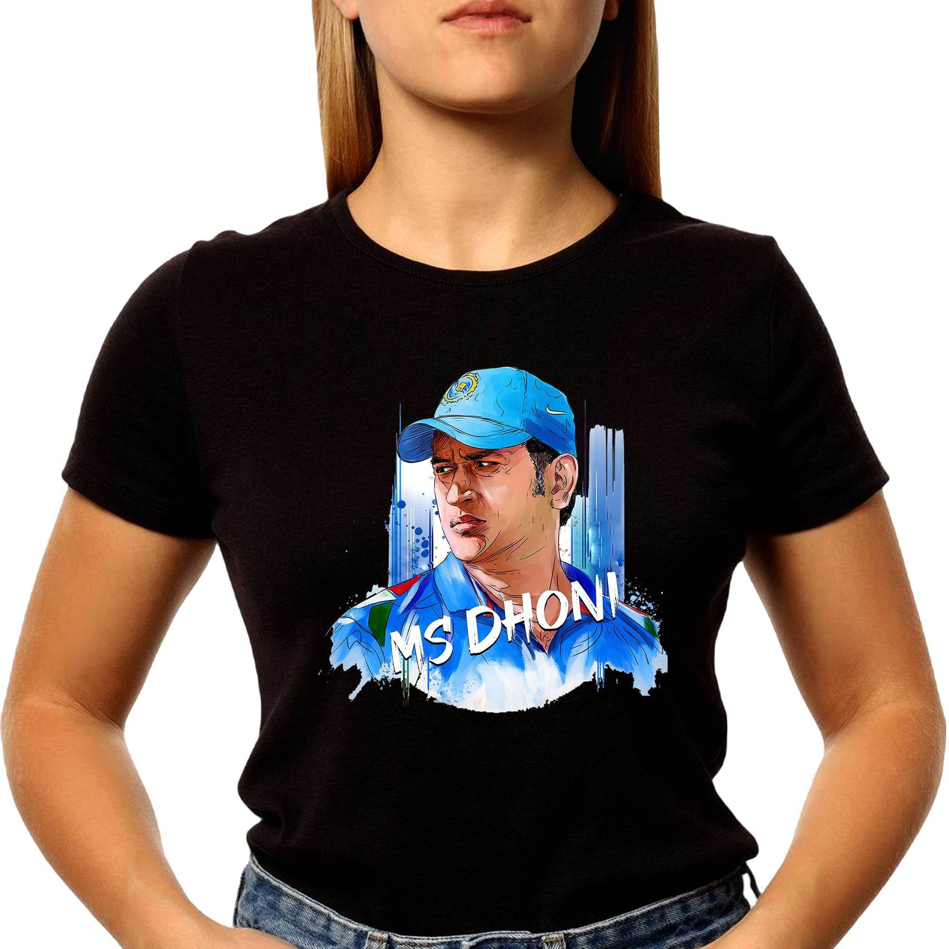 Ms Dhoni Photo Print - Unisex Round Neck Regular Fit 100% Combed Cotton Half Sleeve T-Shirt - Mojilo Mart