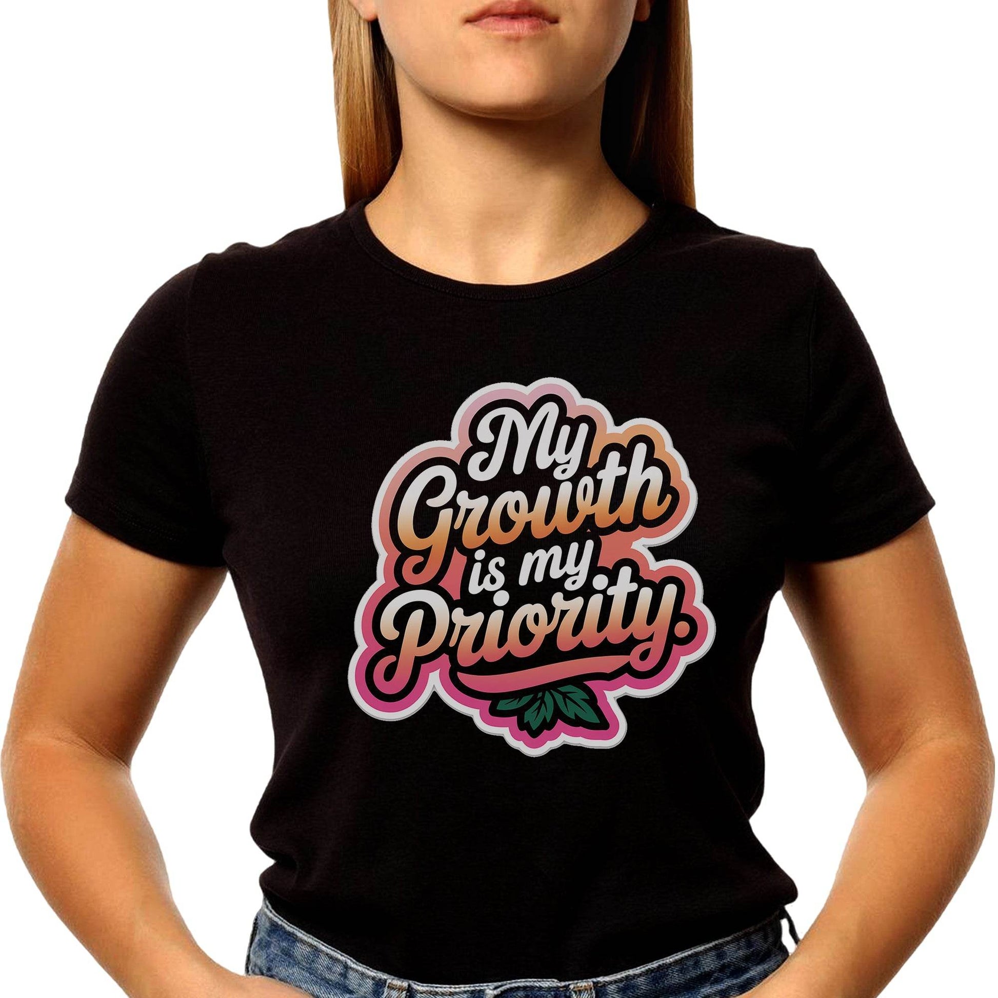 My Growth Is My Priority - Unisex Round Neck Regular Fit 100% Combed Cotton Half Sleeve T-Shirt - Mojilo Mart