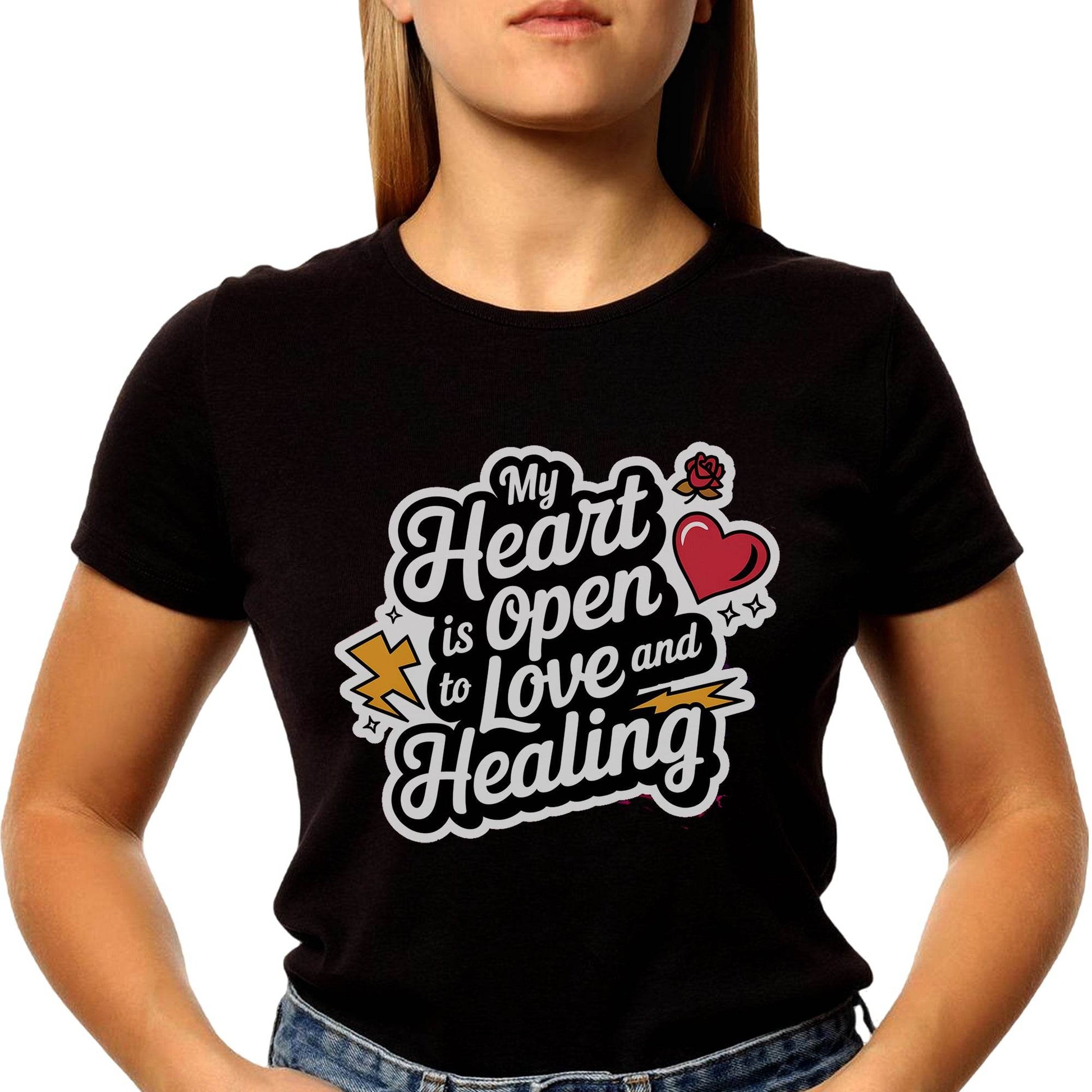 My Heart Is Open To Love And Healing - Unisex Round Neck Regular Fit 100% Combed Cotton Half Sleeve T-Shirt - Mojilo Mart