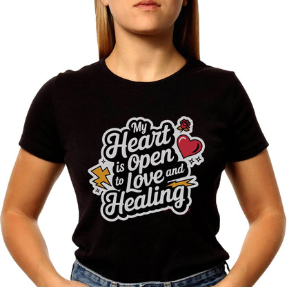 My Heart Is Open To Love And Healing - Unisex Round Neck Regular Fit 100% Combed Cotton Half Sleeve T-Shirt - Mojilo Mart