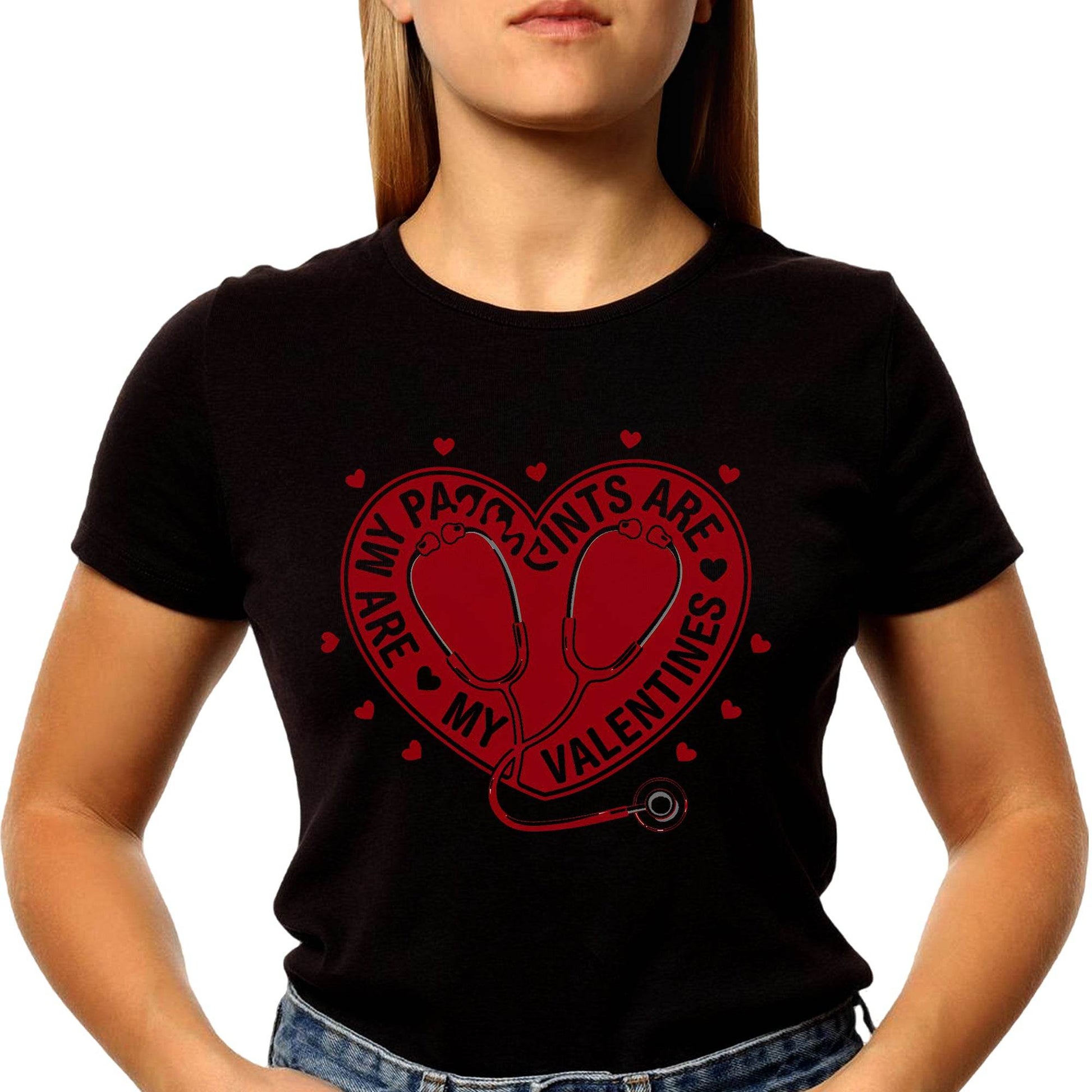 My Patients Are My Valentines Print - Unisex Round Neck Regular Fit 100% Combed Cotton Half Sleeve T-Shirt - Mojilo Mart