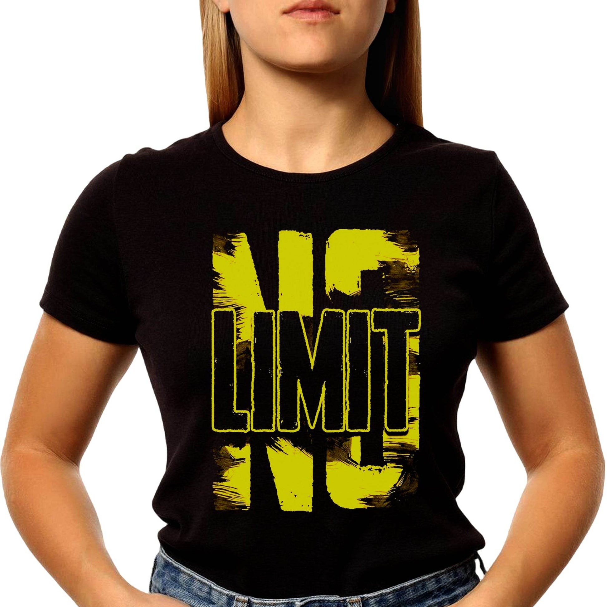 NO LIMIT Yellow - Unisex Round Neck Regular Fit 100% Combed Cotton Half Sleeve T-Shirt - Mojilo Mart