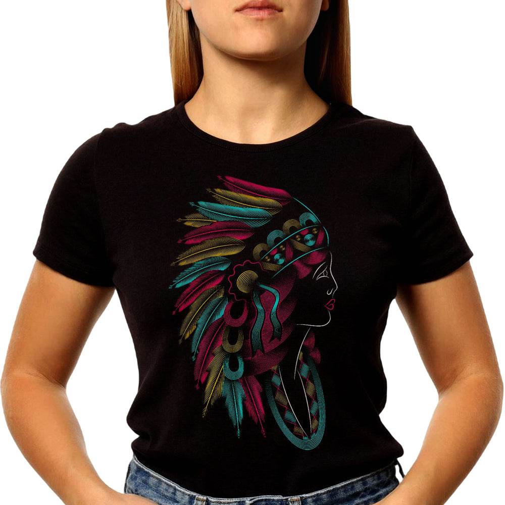 Native American Headdress Feathers Tribal - Unisex Round Neck Regular Fit 100% Combed Cotton Half Sleeve T-Shirt - Mojilo Mart