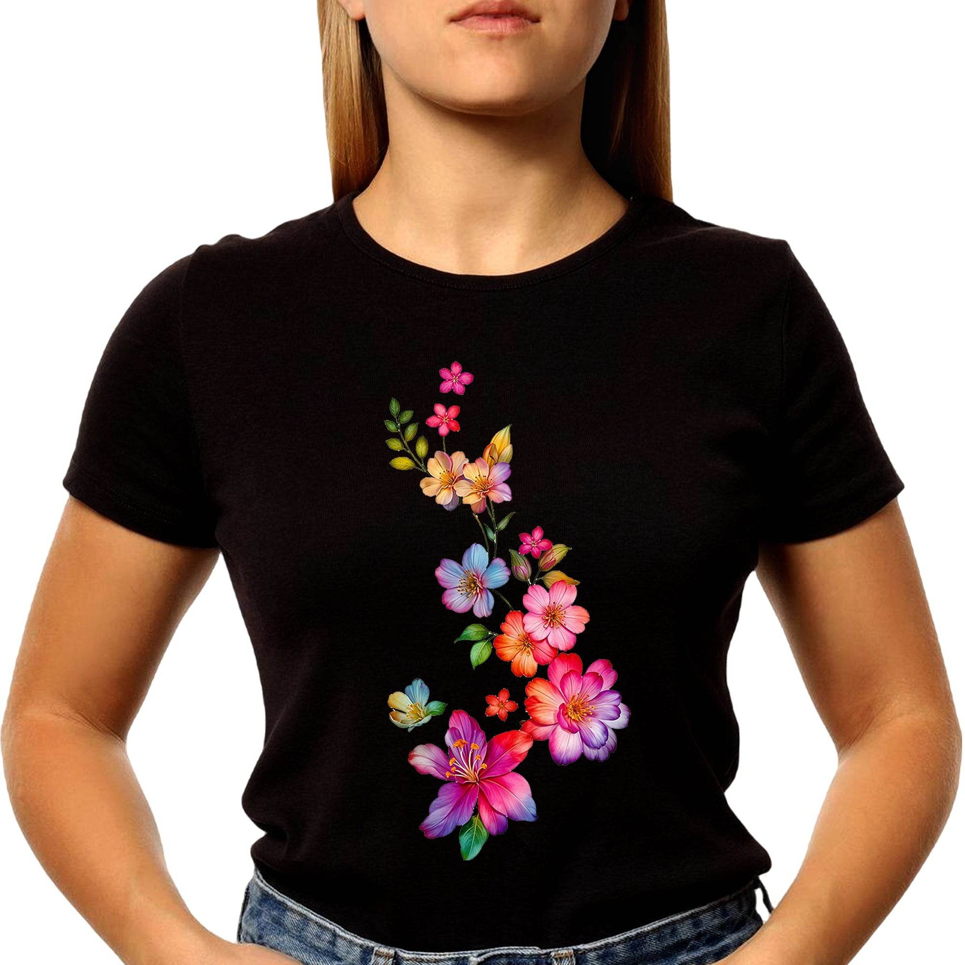 Nature Botany Vintage Flower - Unisex Round Neck Regular Fit 100% Combed Cotton Half Sleeve T-Shirt - Mojilo Mart