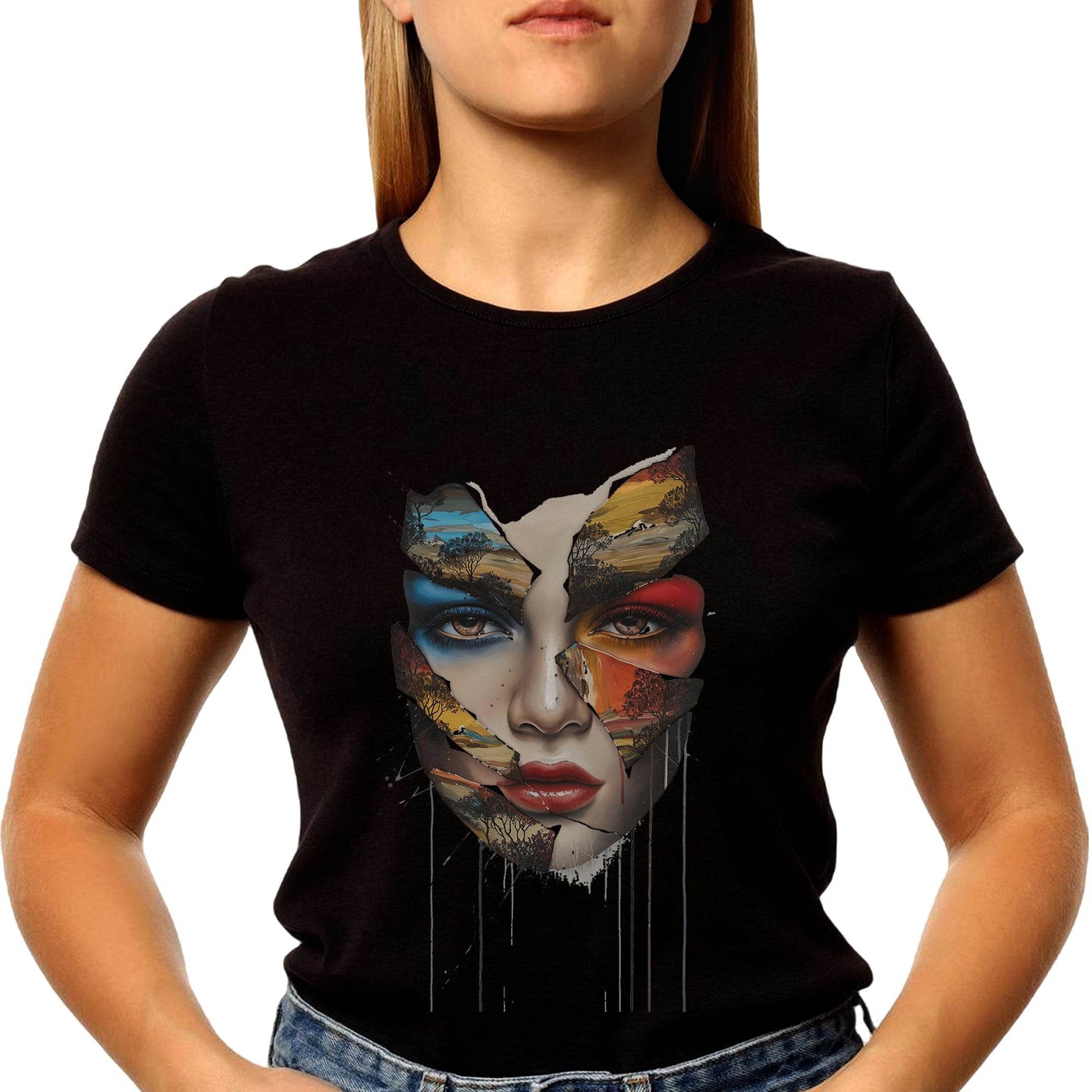 Nature Girl Face - Unisex Round Neck Regular Fit 100% Combed Cotton Half Sleeve T-Shirt - Mojilo Mart