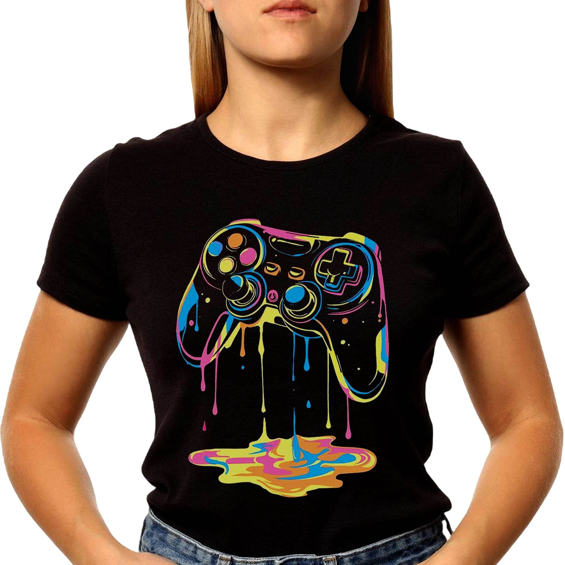 Neon Graffiti Gaming Controller - Unisex Round Neck Regular Fit 100% Combed Cotton Half Sleeve T-Shirt - Mojilo Mart