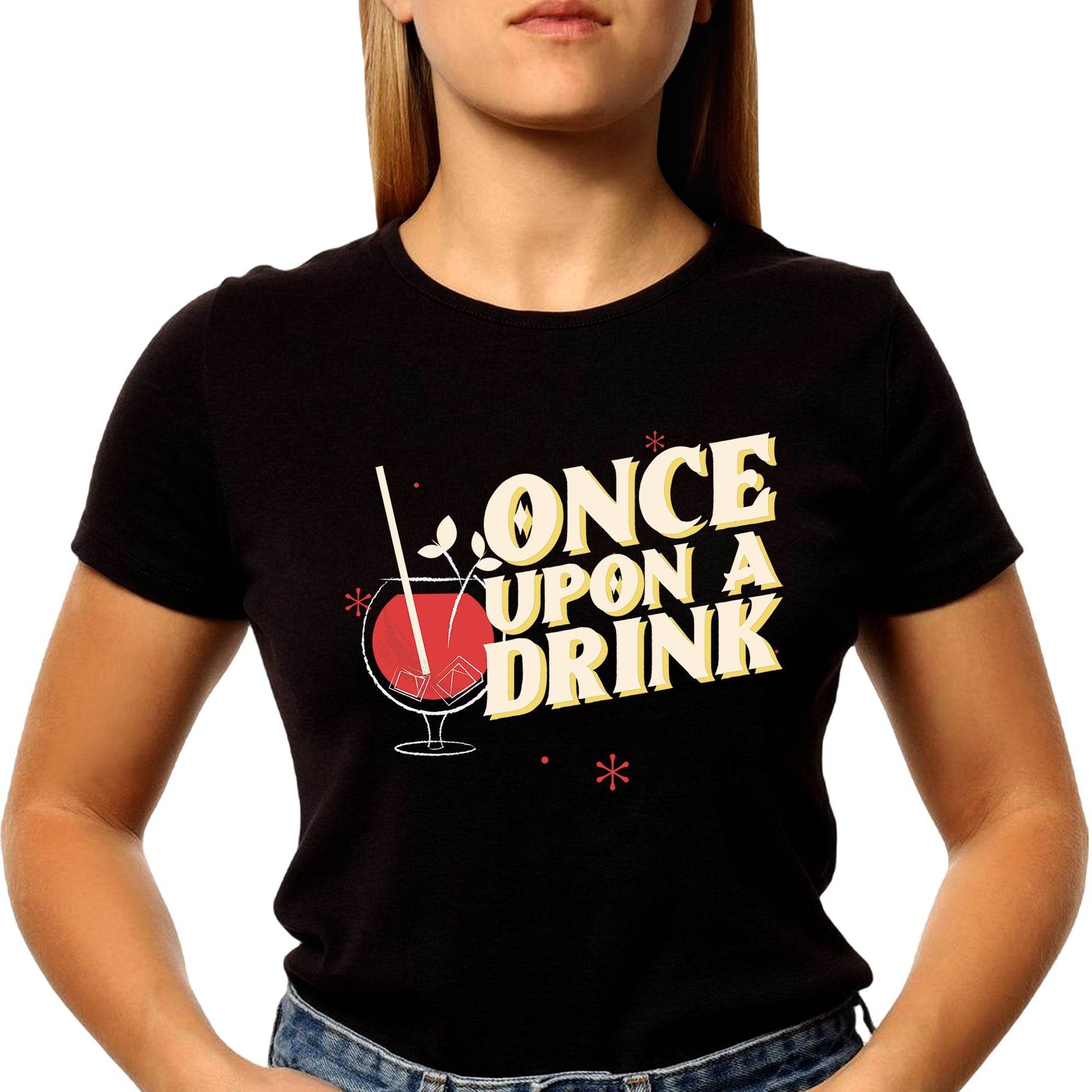 Once Upon A Drink - Unisex Round Neck Regular Fit 100% Combed Cotton Half Sleeve T-Shirt - Mojilo Mart