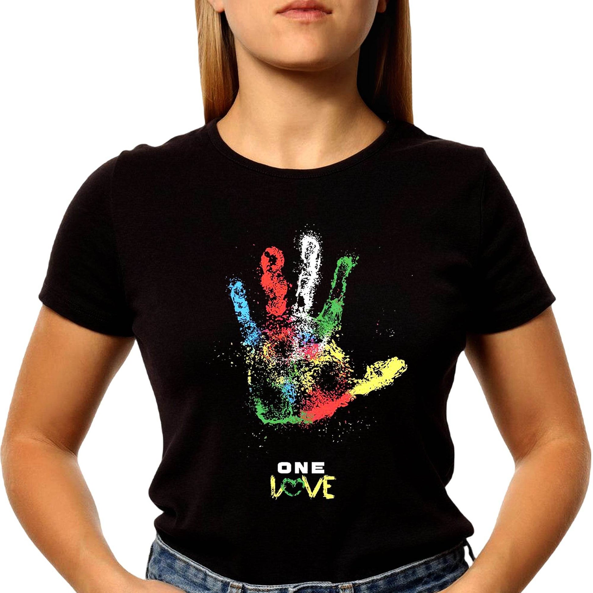One Love, One Heart - Unisex Round Neck Regular Fit 100% Combed Cotton Half Sleeve T-Shirt - Mojilo Mart