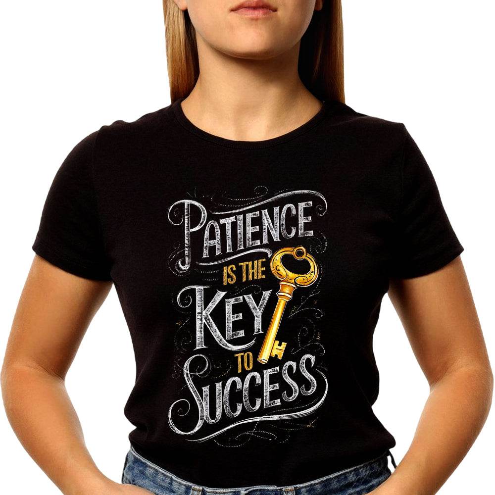 PATIENCE IS THE KEY TO SUCCESS - Unisex Round Neck Regular Fit 100% Combed Cotton Half Sleeve T-Shirt - Mojilo Mart