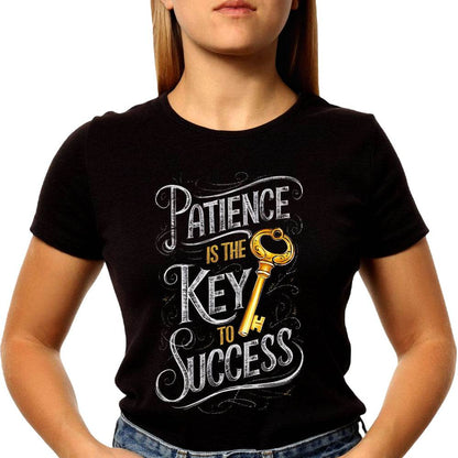 PATIENCE IS THE KEY TO SUCCESS - Unisex Round Neck Regular Fit 100% Combed Cotton Half Sleeve T-Shirt - Mojilo Mart
