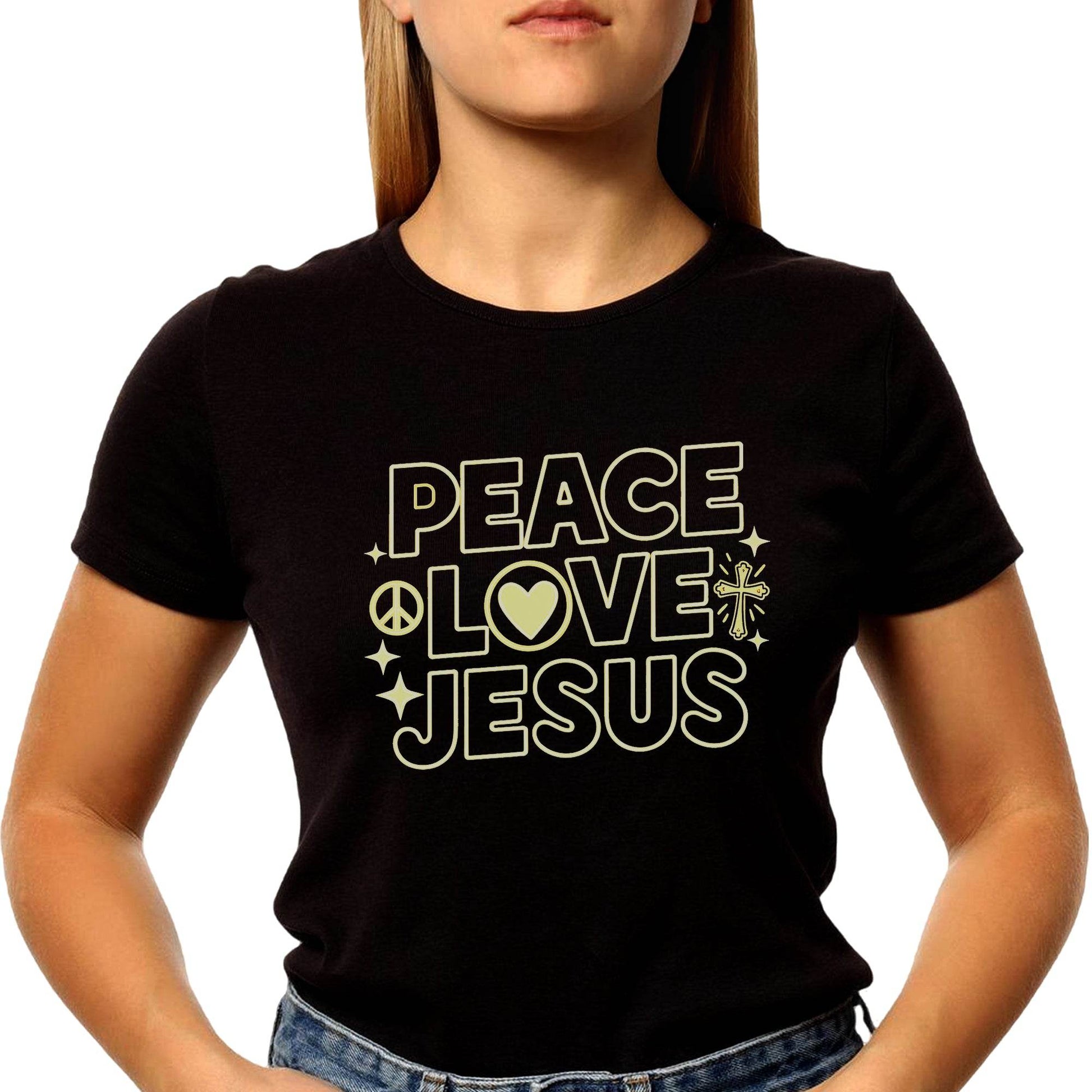 PEACE LOVE JESUS - Unisex Round Neck Regular Fit 100% Combed Cotton Half Sleeve T-Shirt - Mojilo Mart