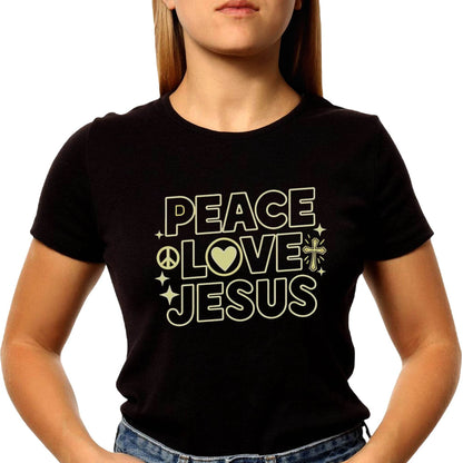 PEACE LOVE JESUS - Unisex Round Neck Regular Fit 100% Combed Cotton Half Sleeve T-Shirt - Mojilo Mart