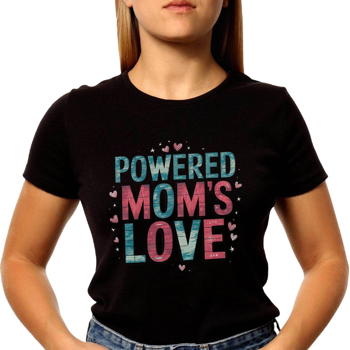 POWERED MOM'S LOVE - Unisex Round Neck Regular Fit 100% Combed Cotton Half Sleeve T-Shirt - Mojilo Mart