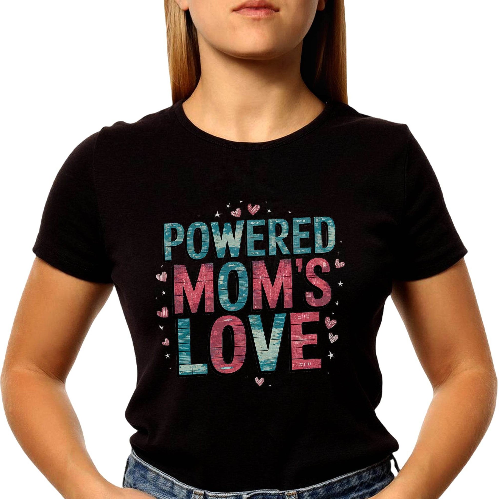 POWERED MOM'S LOVE - Unisex Round Neck Regular Fit 100% Combed Cotton Half Sleeve T-Shirt - Mojilo Mart