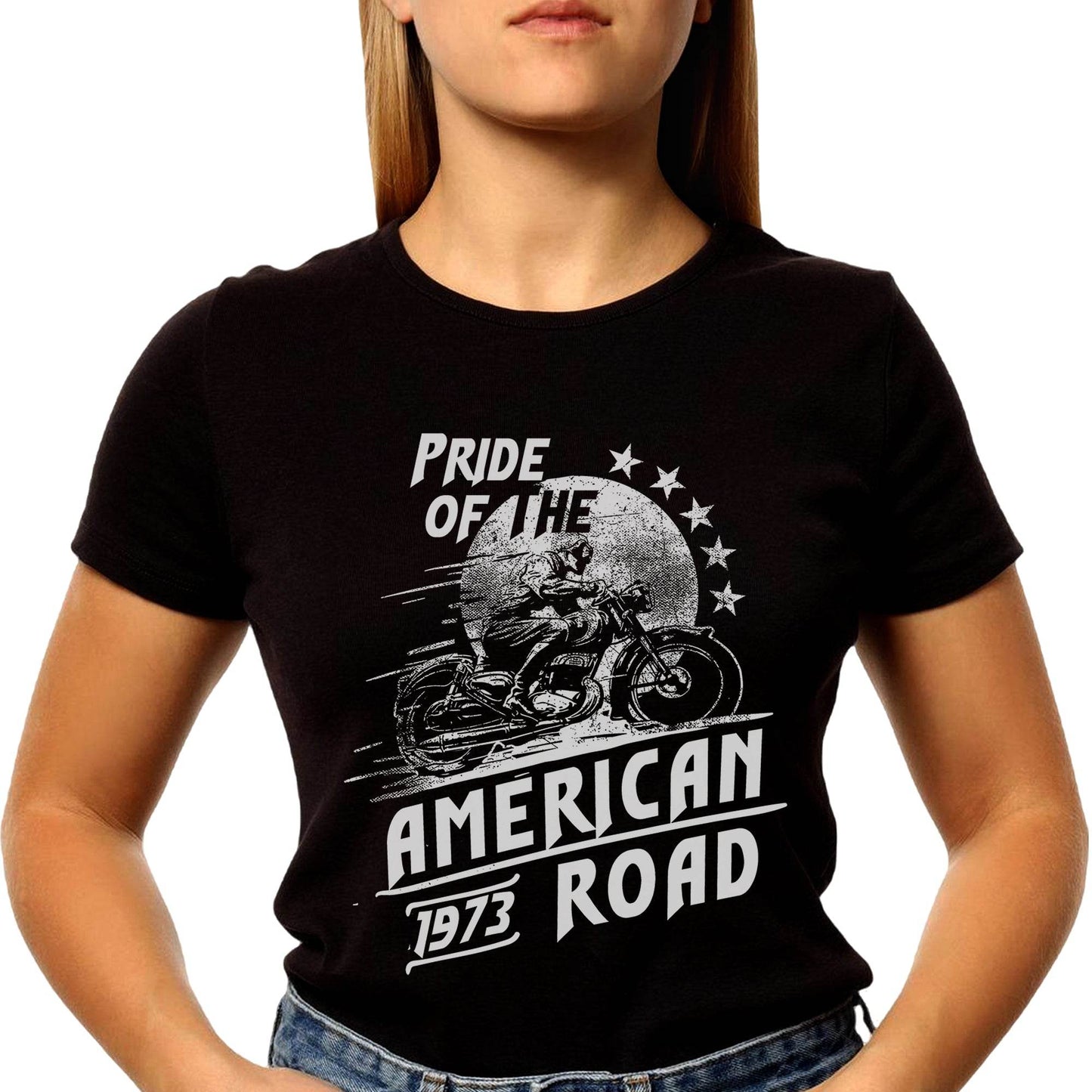 PRIDE OF THE AMERICAN 1973 ROAD - Unisex Round Neck Regular Fit 100% Combed Cotton Half Sleeve T-Shirt - Mojilo Mart
