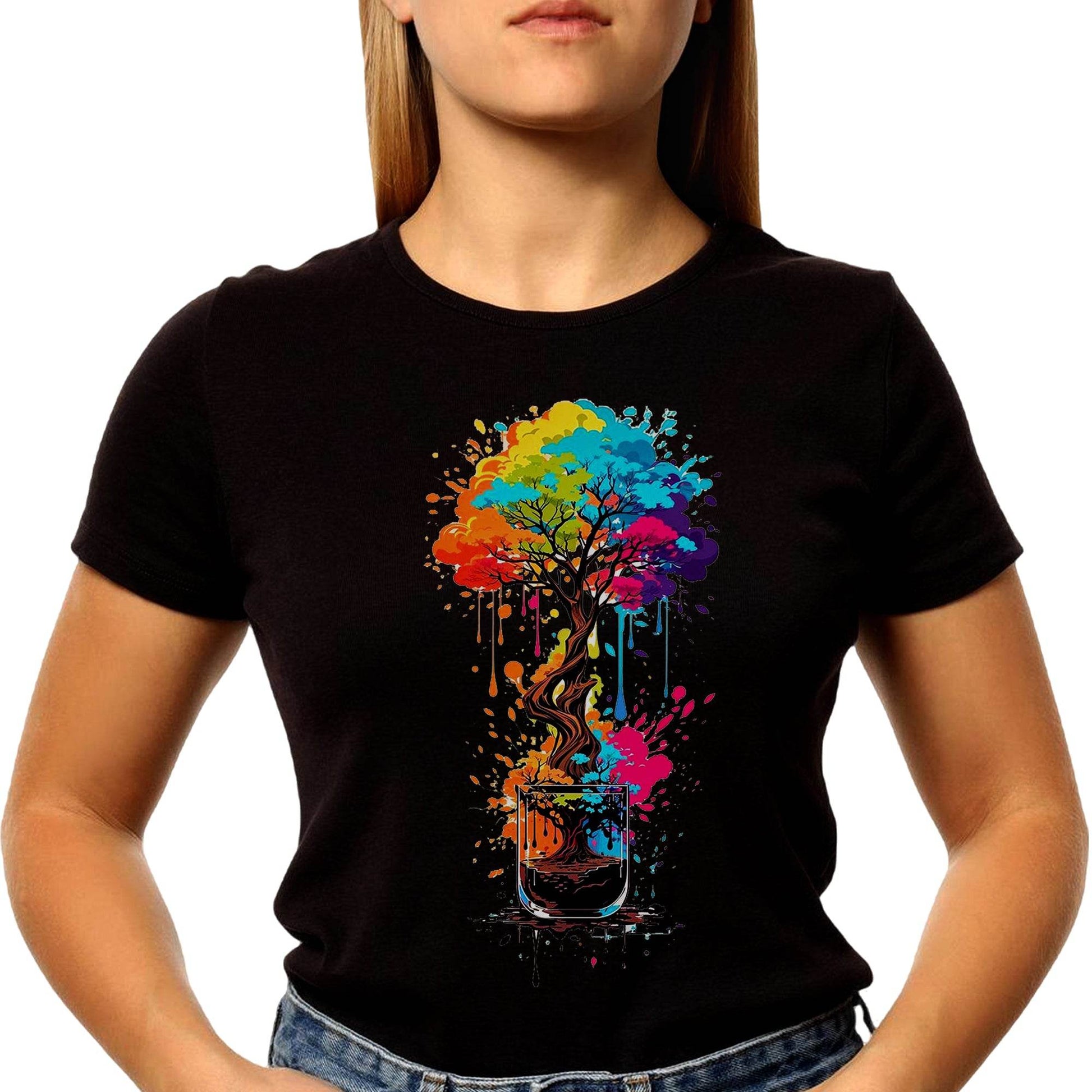 Paint Drip Tree Paint Splash Tree Of Life - Unisex Round Neck Regular Fit 100% Combed Cotton Half Sleeve T-Shirt - Mojilo Mart