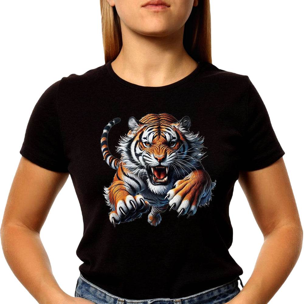 Particles Tiger Design - Unisex Round Neck Regular Fit 100% Combed Cotton Half Sleeve T-Shirt - Mojilo Mart
