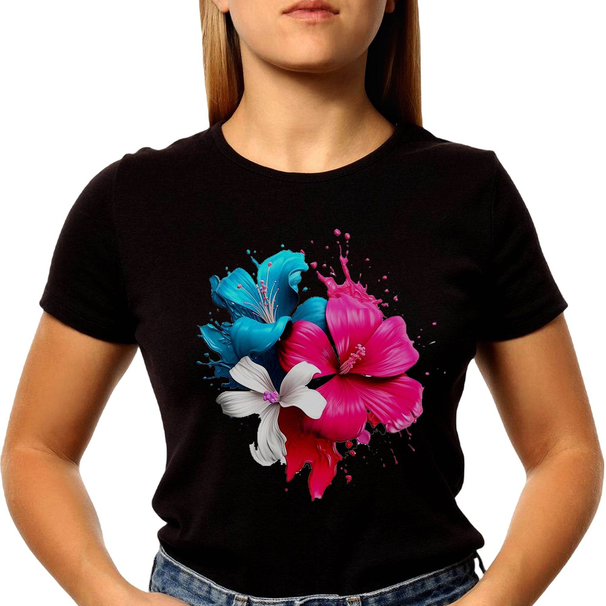 Pink Fantasy Flowers Tshirt - Unisex Round Neck Regular Fit 100% Combed Cotton Half Sleeve T-Shirt - Mojilo Mart